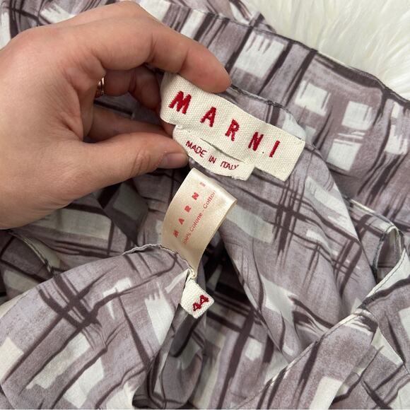 MARNI Blouse Top Size 8 Made in Italy Abstract Print Twist Front Quiet Luxury - Picture 6 of 8